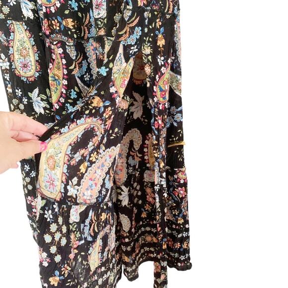 Bila Black Multicolor Paisley Pull On Boho Maxi Skirt Large - Picture 4 of 6